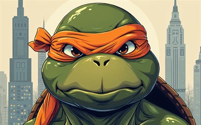 ミケランジェロ, 4k, 抽象芸術, ティーンエイジミュータントニンジャタートルズ, クリエイティブ, tmnt文字, 変異したカメ, tmnt, 忍者タートルズ, ミケランジェロtmnt