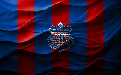 4k, Ventforet Kofu logo, blue red 3d background, J2 League, Ventforet Kofu emblem, Japanese football team, Ventforet Kofu flag, 3d texture, Japan, Ventforet Kofu, football, soccer, Kofu