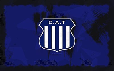 logotipo de ca talleres grunge, 4k, división de primera argentina, fondo de grunge azul, fútbol, ca talleres emblema, fútbol americano, logotipo de ca talleres, ca talleres, club de fútbol argentino, talleres fc