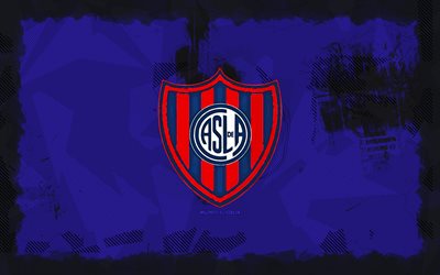 san lorenzo de almagro logo de grunge, 4k, división de primera argentina, fondo de grunge azul, fútbol, san lorenzo de almagro emblema, fútbol americano, logotipo de san lorenzo de almagro, san lorenzo de almagro, club de fútbol argentino, san lorenzo de almagro fc