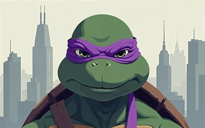 ドナテロ, 4k, 抽象芸術, ティーンエイジミュータントニンジャタートルズ, クリエイティブ, tmnt文字, 変異したカメ, tmnt, 忍者タートルズ, donatello tmnt