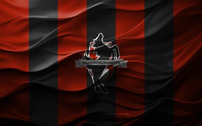 4k, roasso kumamoto logo, roter schwarzer 3d  hintergrund, j2 liga, roasso kumamoto emblem, japanische fußballmannschaft, roasso kumamoto flag, 3d  textur, japan, roasso kumamoto, fußball, roasso kumamoto fc