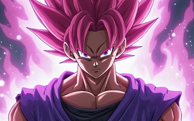 4k, Super Saiyan Rose, abstract art, Black Goku Dragon Ball, purple fire flames, Dragon Ball Super, antagonist, Dragon Ball, Son Goku Black, DBS characters, DBS, Goku Burakku, Black Goku DBS, Black Goku
