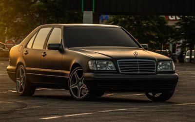 mercedes-benz s600, limousinen, luxus-autos, w140, schwarz mercedes
