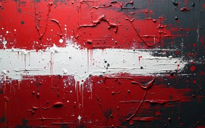 bandeira letã, 4k, letônia splashes de tinta de bandeira da letônia, arte grunge, bandeira da letônia, europa, letônia, salpistas de tinta