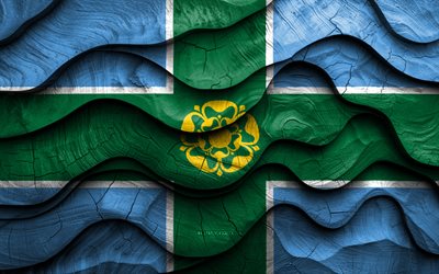 4k, bandera de derbyshire, condados de inglaterra, banderas de ondas 3d de madera, día de derbyshire, inglaterra, bandera de madera de derbyshire, reino unido, condados ingleses, derbyshire