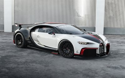 Bugatti Chiron Pur Sport, 4k, supercars, 2024 cars, hypercars, tuning, White Bugatti Chiron, french cars, Bugatti