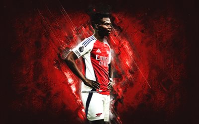 bukayo saka, arsenal fc, football di football inglese, saka arsenal fc, sfondo di pietra rossa, grunge art, ritratto, premier league, inghilterra, calcio, arsenale di bukayo saka