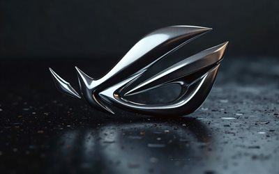 logo rog 3d metal, 4k, sfondo nero, logo rog, asus, repubblica dei giocatori, arte ad alta tecnologia, asus rog, logo della repubblica dei giocatori, rog