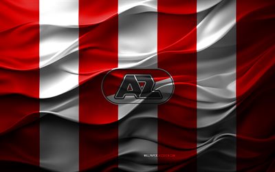 4k, logo az alkmaar, fond 3d blanc rouge, eredivisie, emblème az alkmaar, équipe de football néerlandaise, drapeau az alkmaar, texture 3d, pays bas, az alkmaar, football