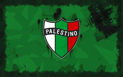 logo cd palestino grunge, 4k, liga de primera, sfondo del grunge verde, calcio, cd palestino emblem, logo cd palestino, cd palestino, club di calcio cileno, palestino fc