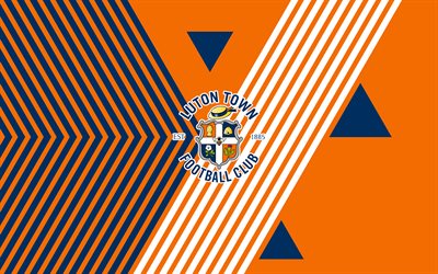 Luton Town FC logo, 4k, English football team, orange black lines background, Luton Town FC, Championship, England, line art, Luton Town FC emblem, football, Luton Town