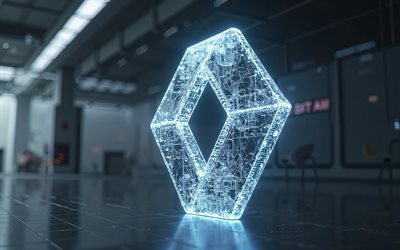 renault  logotyp, 4k, blå högteknologisk bakgrund, renault blue neon  logotyp, blå neonljus, röntgenstråle, renaultemblem, renault 3d  logotyp, renault, blå renault  logotyp
