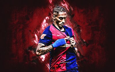 rafinha, fc barcelona, jugador de fútbol brasileño, raphael dias belloli, estrellas del fútbol mundial, raphinha barca, arte grune, fondo de piedra burdeos, la liga, españa, fútbol americano, raphinha barcelona
