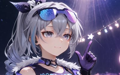 4k, Silver Wolf, party, Honkai Star Rail, night, anime characters, close-up, manga, Honkai Star Rail characters, Silver Wolf Honkai Star Rail