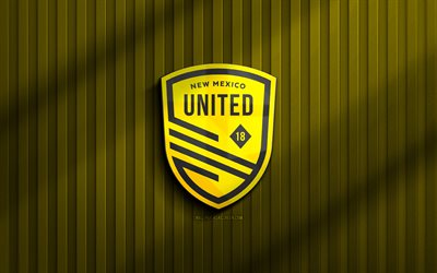 4k, logo 3d du nouveau mexique united, usl, fond 3d jaune, football, emblème unie du nouveau mexique, logo unis au nouveau mexique, nouveau mexique united, club de football américain, new mexico united fc