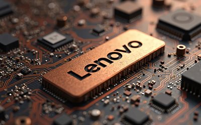 logo 3d in bronzo lenovo, 4k, emblema lenovo, scheda madre in bronzo, logo lenovo, sfondo hi tech di bronzo, lenovo, arte creativa, logo lenovo 3d
