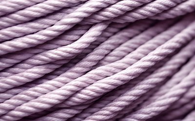 corde viola, 4k, trame di tessuto, avvicinamento, intrecciato di thread, discussioni, tessitura, sfondi delle corde, trame delle corde, corde