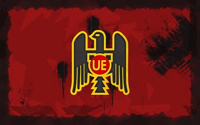 logo dell'unione espanola grunge, 4k, liga de primera, sfondo del grunge rosso, calcio, emblema dell'unione espanola, logo dell'unione espanola, union espanola, club di calcio cileno, union espanola fc