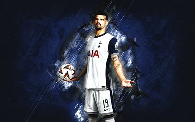 dominic solanke, tottenham hotspur, sfondo di pietra blu, calciatore inglese, tottenham, grunge art, premier league, inghilterra, calcio, dominic ayodele solanke mitchell, dominic solanke tottenham hotspur