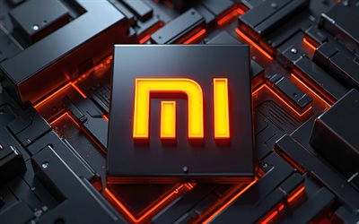 4k, xiaomi orange neon logosu, 3d sanat, elektronik markaları, metal arka plan, yaratıcı, xiaomi metal logosu, markalar, xiaomi 3d logosu, sanat eseri, xiaomi logosu, xiaomi