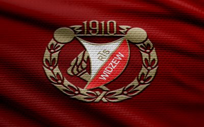logotipo de tela widzew lodz, 4k, fondo de tela roja, ekstraklasa, bokeh, fútbol, logotipo de widzew lodz, fútbol americano, emblema de widzew lodz, widzew lodz, club de fútbol polaco, widzew lodz fc