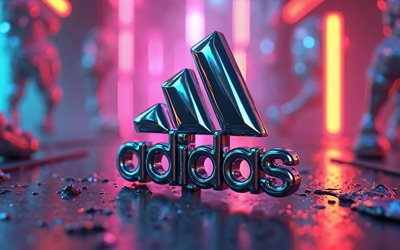 4k, Adidas bokeh logo, bokeh, fashion brands, colorful backgrounds, minimalism, Adidas 3D logo, Adidas logo, brands logo, Adidas, brands