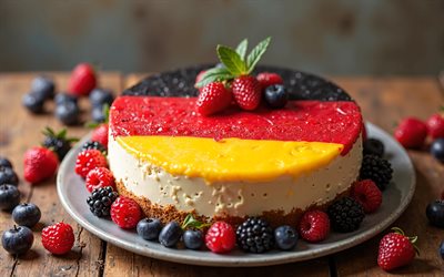 alemanha bandeira pintada no bolo, 4k, bandeira alemã, cozimento, alemanha, bolo com frutas, bandeira da alemanha, bolo com a bandeira alemã, bolo como a bandeira alemã, alemanha bandeira