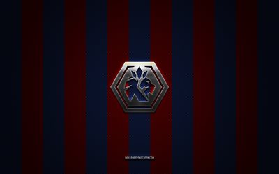 chungbuk cheongju fc logo, clube de futebol sul  coreano, k liga 2, fundo de carbono azul vermelho, chungbuk cheongju fc, futebol, coréia do sul, chungbuk cheongju