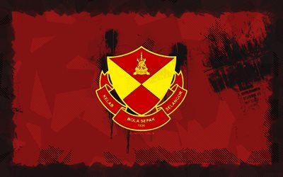 selangor fc grunge logo, 4k, malaysia super league, fundo vermelho grunge, futebol, emblema de selangor fc, selangor fc logo, selangor fc, clube de futebol da malásia, fc selangor