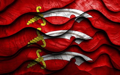 4k, essex flag, grafschaften englands, hölzerne 3d  wellenflaggen, tag von essex, flagge von essex, england, essex holzflagge, vereinigtes königreich, englische grafschaften, essex