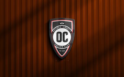 4k, logotipo de orange county sc 3d, usl, fundo 3d laranja, futebol, emblema de orange county sc, logotipo de orange county sc, orange county sc, american soccer club, orange county fc