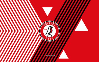 logotipo bristol city fc, 4k, time de futebol inglês, fundo de linhas brancas vermelhas, bristol city fc, campeonato, inglaterra, art, emblema de bristol city fc, futebol, cidade de bristol