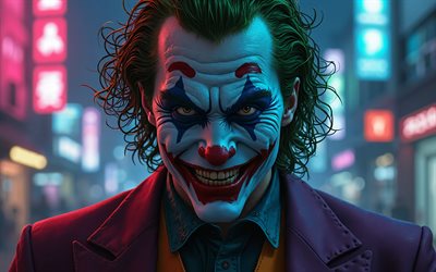 4k, joker, bokh, kapatmak, nighscape, süpervilla, fan sanatı, yaratıcı, joker 4k, karikatür joker, sanat eseri