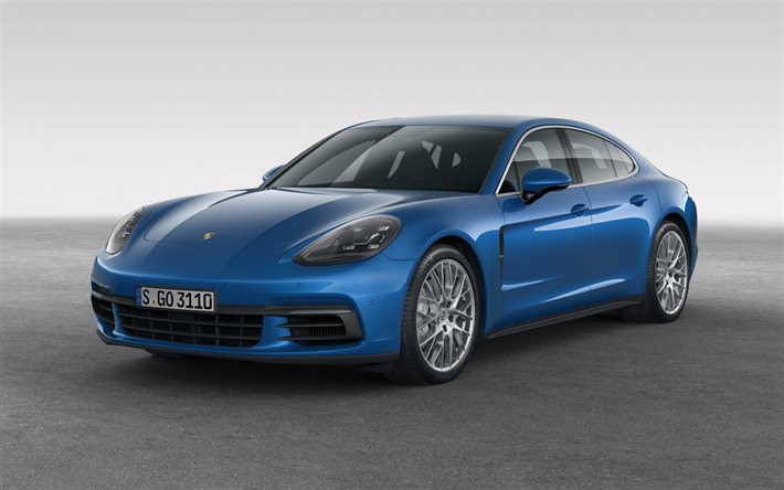 4S Porsche Panamera, 2016, Mavi Porsche, mavi Panamera, Porsche Panamera, sedan spor