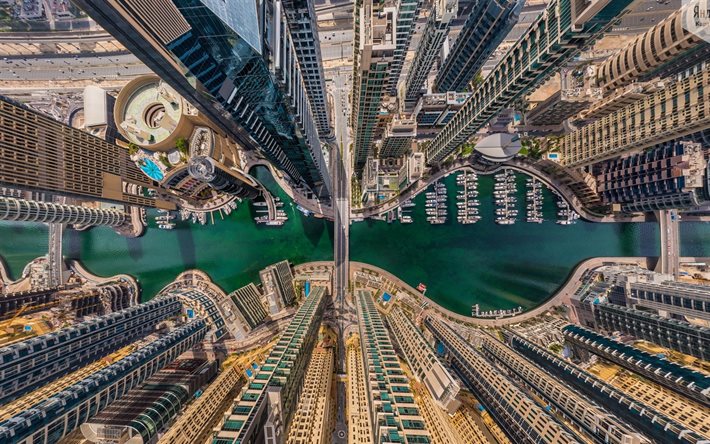 दुबई मरीना, गगनचुंबी इमारतों, संयुक्त अरब अमीरात, सड़कों, दुबई