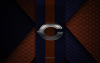 chicago bears, nfl, blue orange knitted texture, chicago bears logo, american football club, chicago bears emblem, american football, chicago, usa