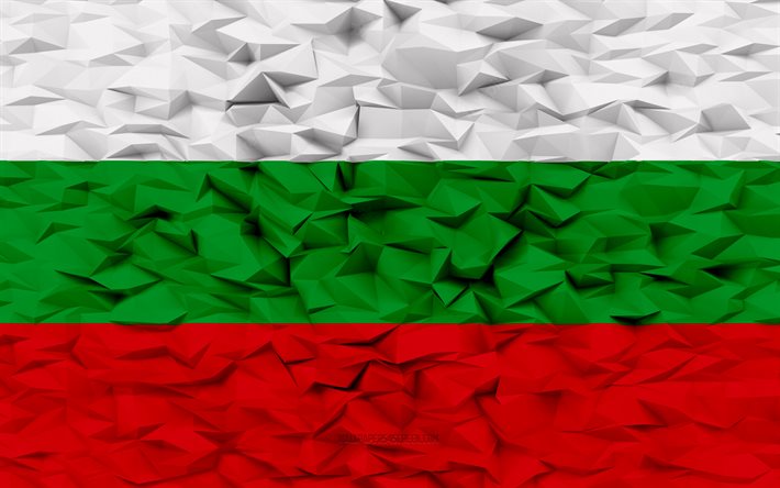 bandiera della bulgaria, 4k, sfondo del poligono 3d, struttura del poligono 3d, bandiera bulgara, bandiera della bulgaria 3d, arte 3d, bulgaria