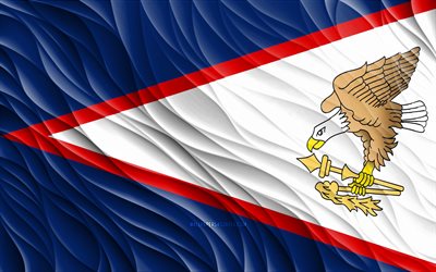 4k, अमेरिकी समोआ झंडा, लहराती 3d झंडे, महासागरीय देश, अमेरिकी समोआ का झंडा, अमेरिकी समोआ का दिन, 3डी तरंगें, अमेरिकी समोआ राष्ट्रीय प्रतीक, अमेरिकी समोआ