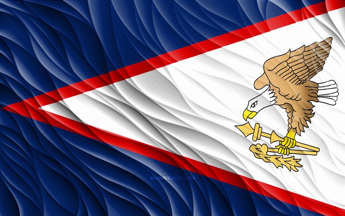 4k, علم ساموا الأمريكية, أعلام 3d متموجة, دول المحيط, يوم ساموا الأمريكية, موجات ثلاثية الأبعاد, رموز ساموا الأمريكية الوطنية, ساموا الأمريكية