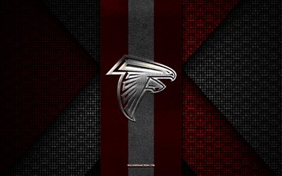 atlanta falcons, nfl, vermelho e branco textura de malha, atlanta falcons logotipo, clube de futebol americano, atlanta falcons emblema, futebol americano, atlanta, eua