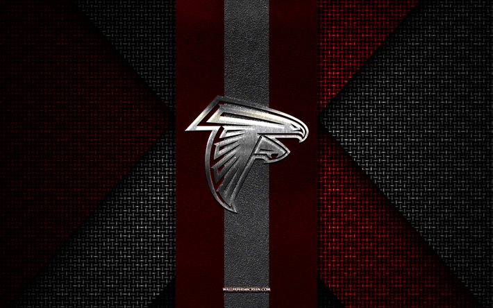 atlanta falcons, nfl, textura tejida roja y blanca, logotipo de los atlanta falcons, club de fútbol americano, emblema de los atlanta falcons, fútbol americano, atlanta, ee uu