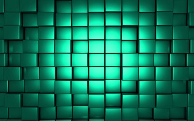 turquoise 3d cube texture, 3d cubes background, turquoise cubes background, 3d cubes texture, 3d metal cubes