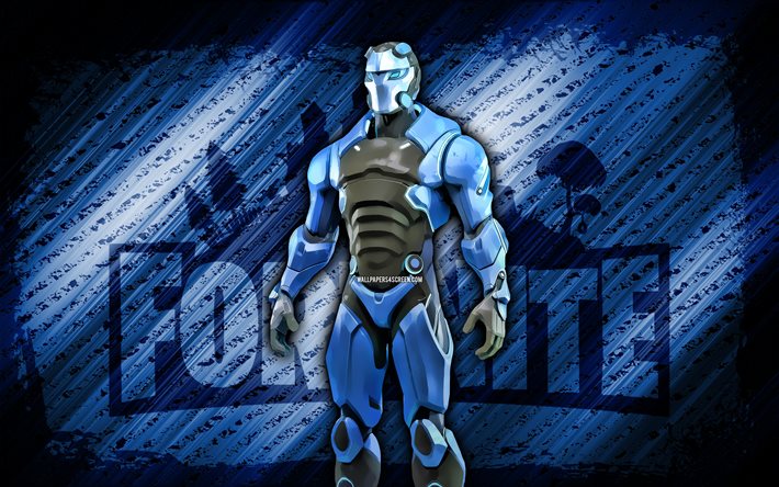 Carbide Fortnite, 4k, blue diagonal background, grunge art, Fortnite, artwork, Carbide Skin, Fortnite characters, Carbide, Fortnite Carbide Skin