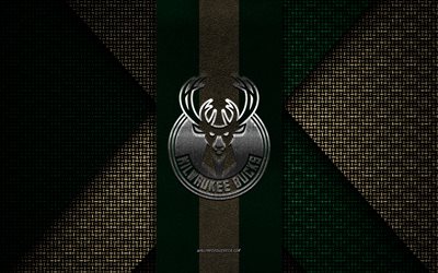 Milwaukee Bucks, NBA, green knitted texture, Milwaukee Bucks logo, American basketball club, Milwaukee Bucks emblem, basketball, Milwaukee, USA