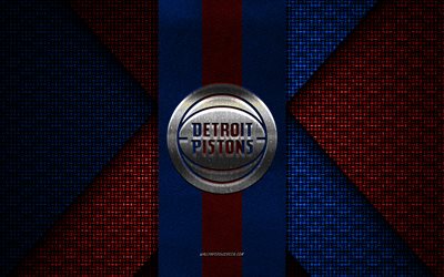 detroit pistons, nba, blå röd stickad textur, detroit pistons logotyp, amerikansk basketklubb, detroit pistons emblem, basket, detroit, usa
