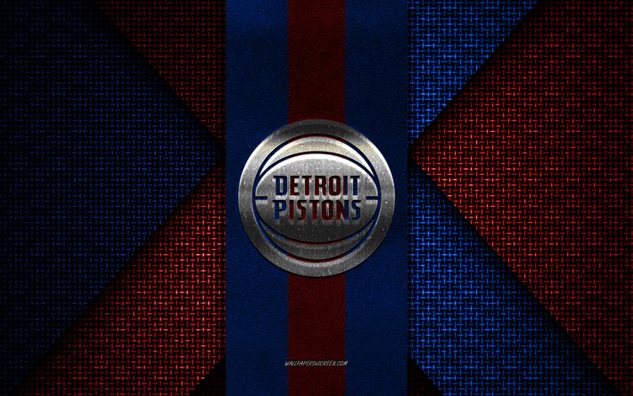 detroit pistons, nba, textura tejida azul roja, logotipo de detroit pistons, club de baloncesto estadounidense, emblema de detroit pistons, baloncesto, detroit, ee uu