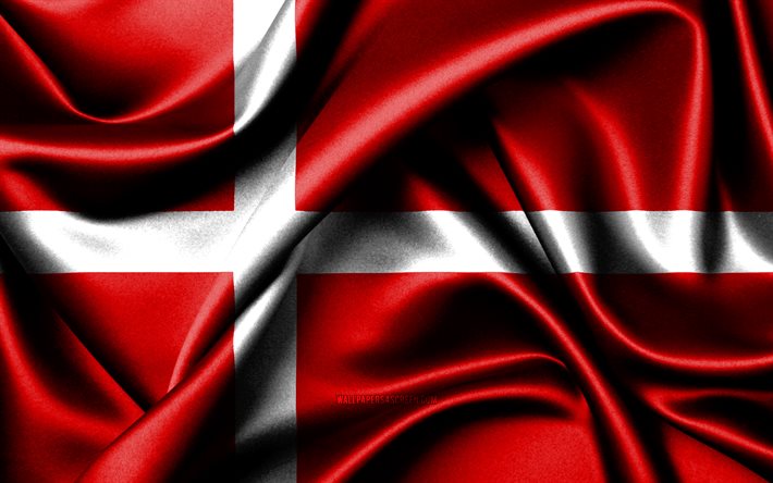 デンマークの旗, 4k, ヨーロッパ諸国, ファブリックフラグ, デンマークの日, 波状のシルクの旗, ヨーロッパ, デンマークの国家シンボル, デンマーク