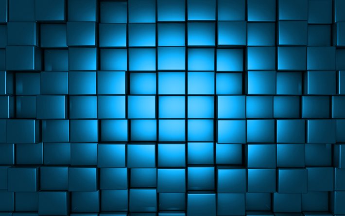 trama cubo 3d azzurro, sfondo cubi 3d, sfondo cubi azzurro, trama cubi 3d, cubi metallici 3d, sfondo 3d azzurro