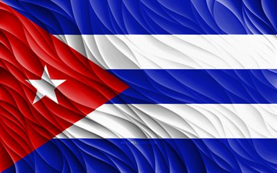 4k, Cuban flag, wavy 3D flags, North American countries, flag of Cuba, Day of Cuba, 3D waves, Cuban national symbols, Cuba flag, Cuba